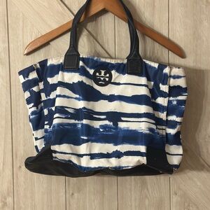 Tory Burch Navy and White Tote Bag